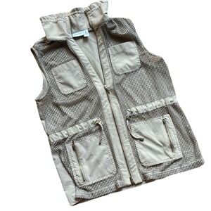 Chicos Zenergy Neema Foil Mesh Front Vest Size Small Sleeveless Utility Gorpcore